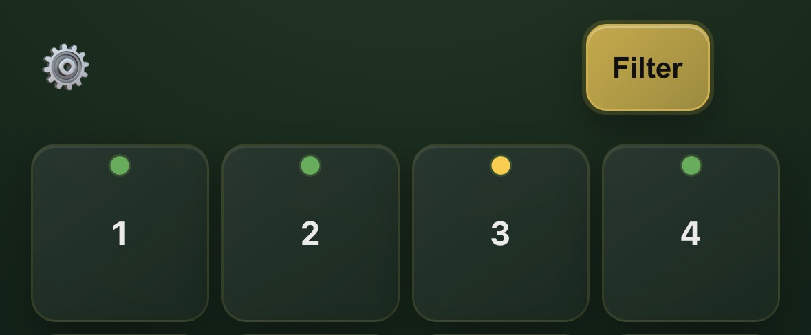 Gold Bunker filter button showing active filter