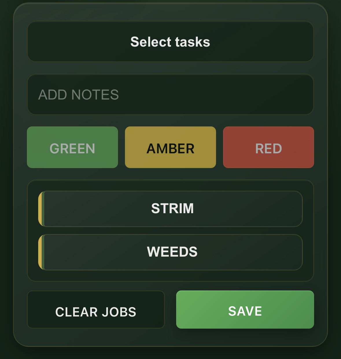 Selected bunker tasks ready to save
