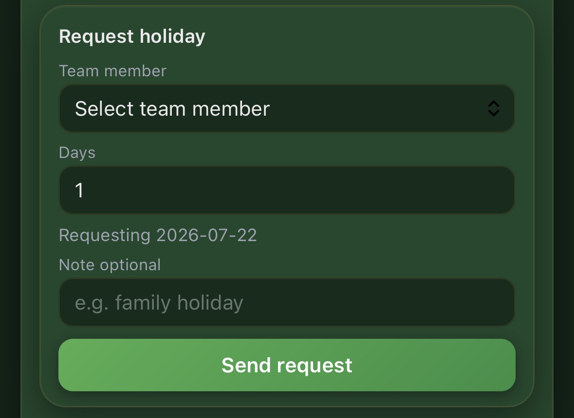 Staff holiday request form
