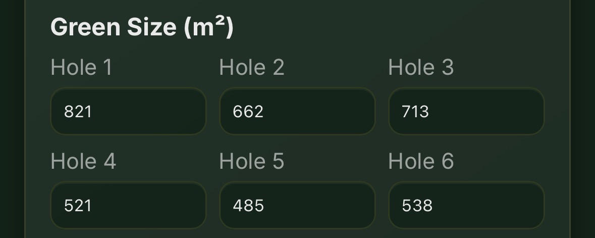 Clipping green size settings in square metres