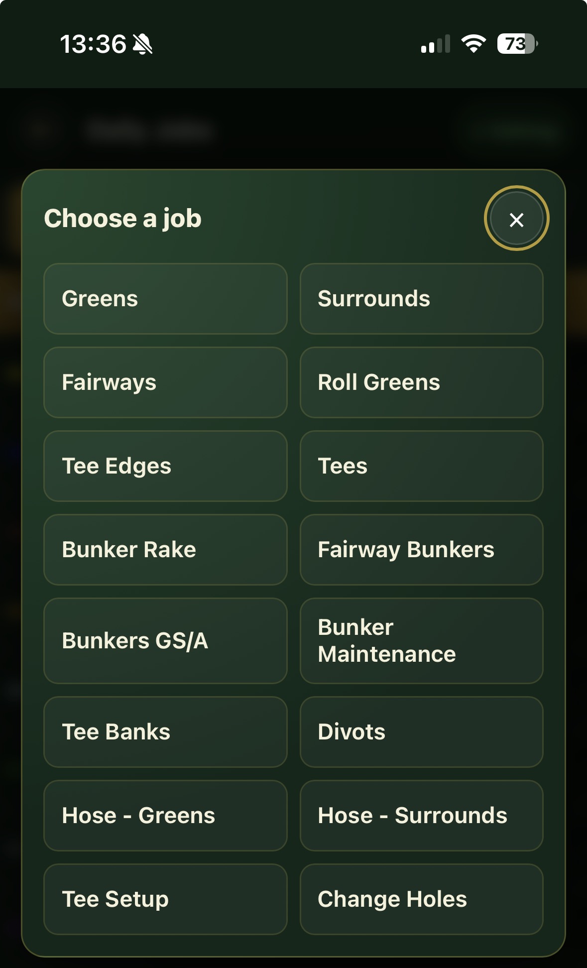 Daily Jobs quick task selector