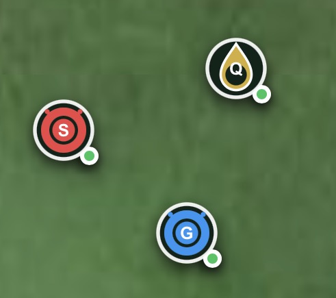 Green head, surround head and quick coupler symbols on the map