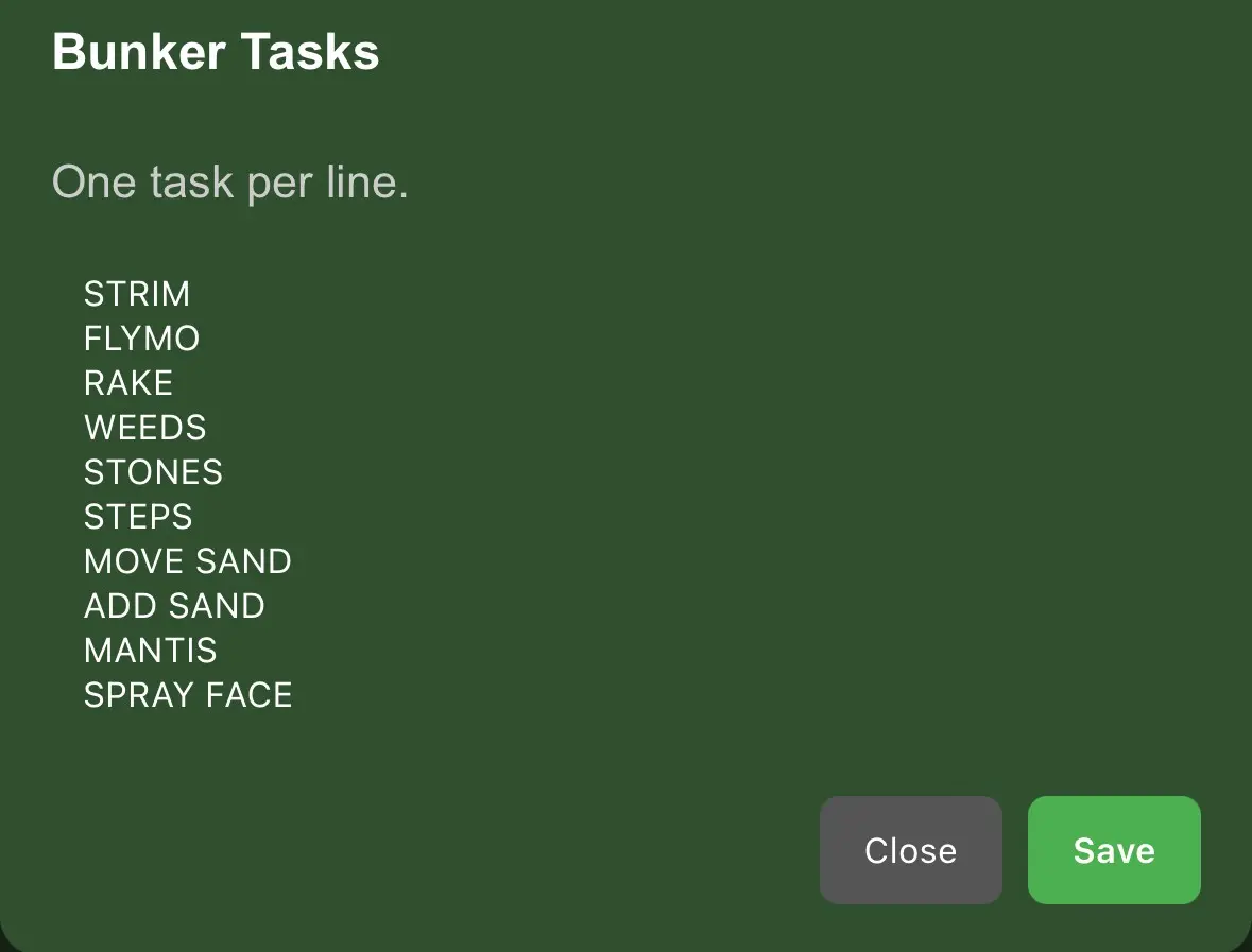 Editable bunker tasks list (picture 9)