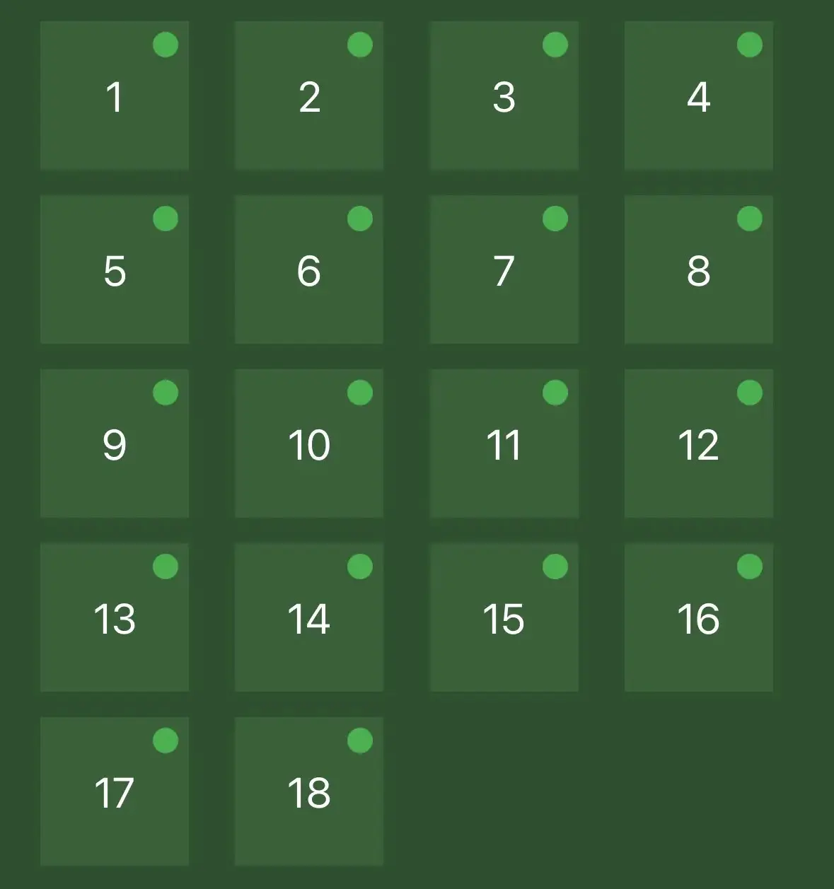 Home screen with hole tiles