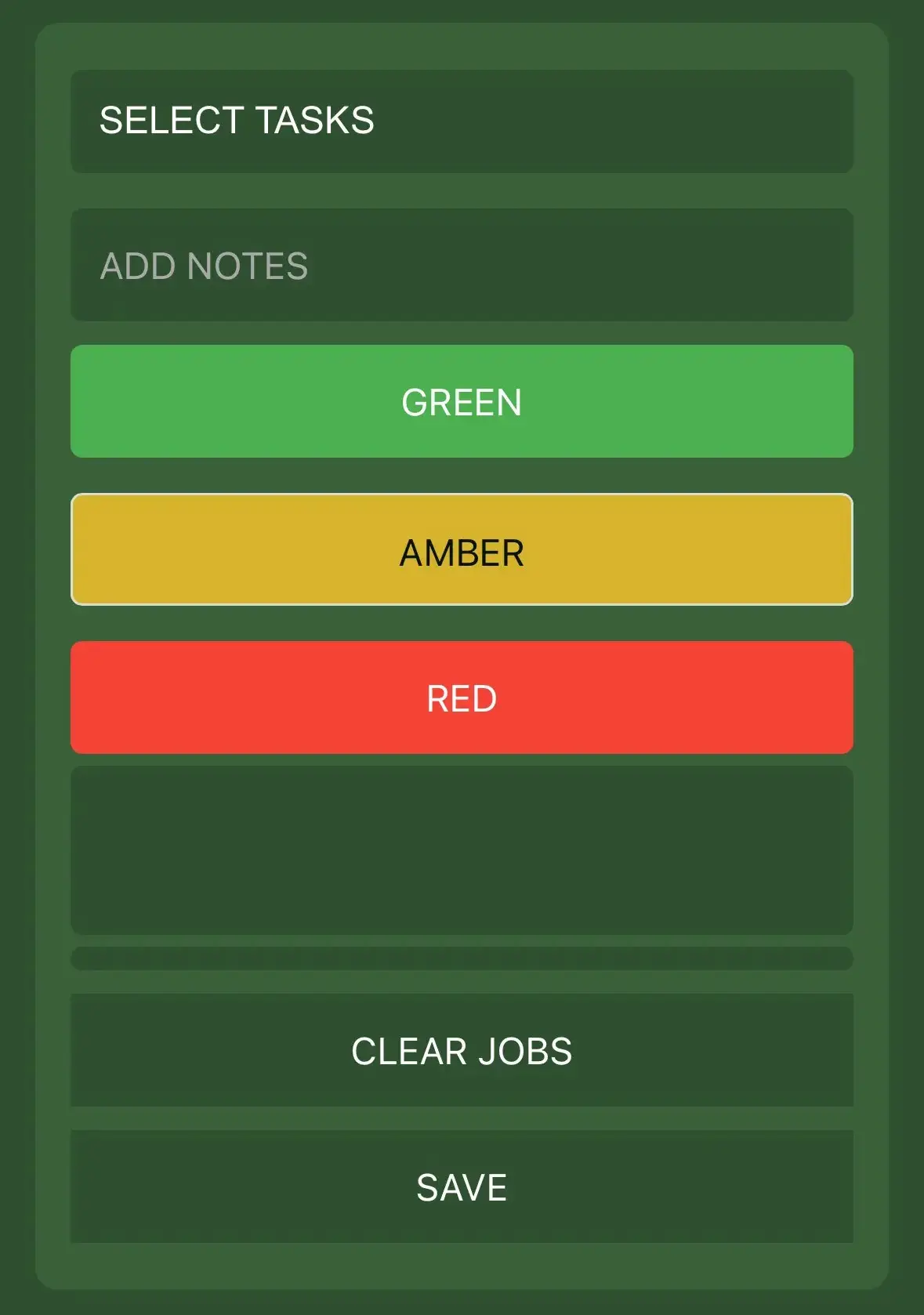 Task update screen