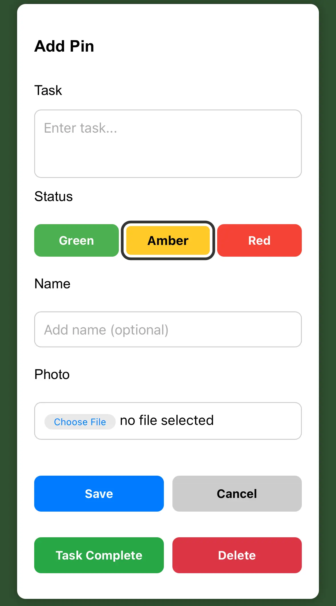Add pin screen